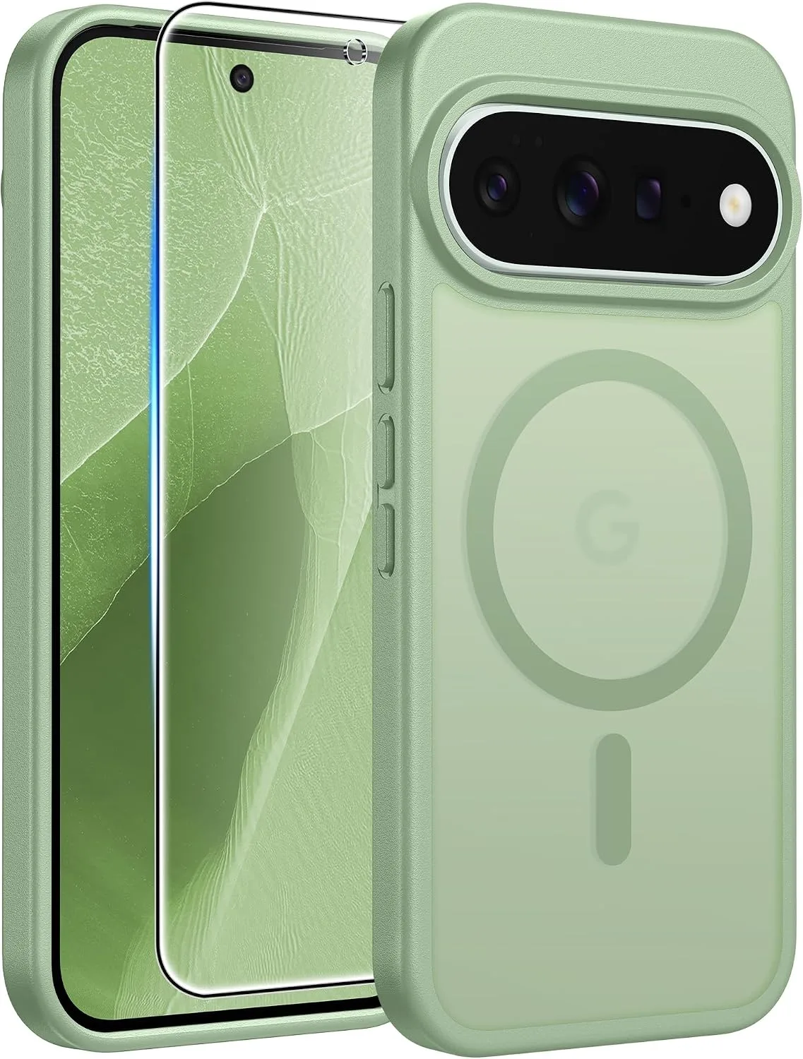 Carcasa Fntcase para Google Pixel 11 Pro XL Light Moss con protector de pantalla