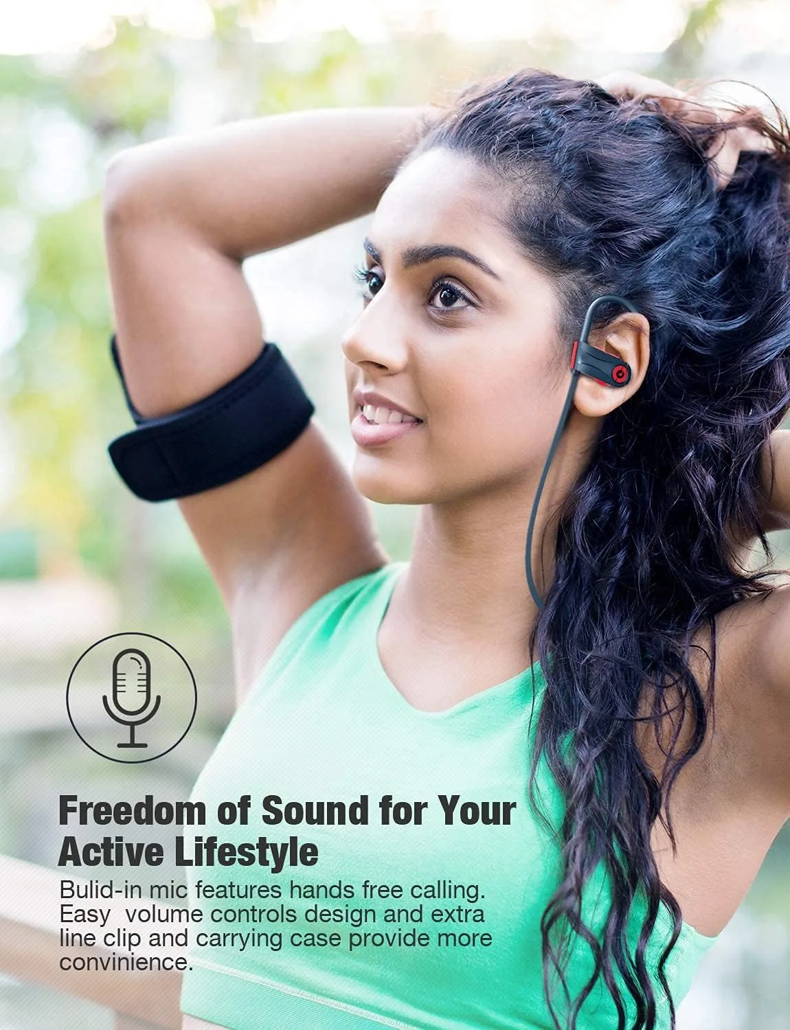 Otium Wireless Bluetooth 5.3 Sport Headphones Built-in Mic in Ear Running Headset with Earhooks 16 Hours Playtime
