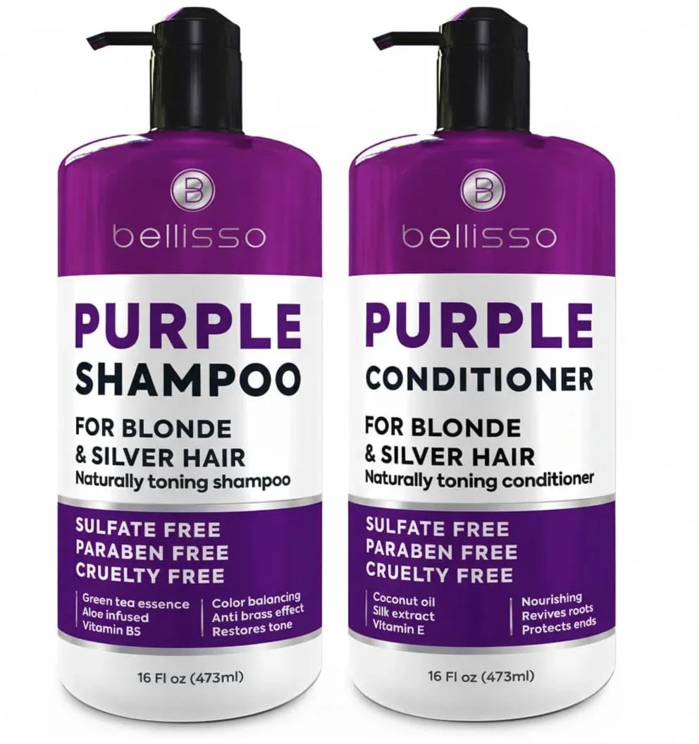 Set de Shampoo y Acondicionador Tonificante Purple para Cabello Rubio Platinado y Gris