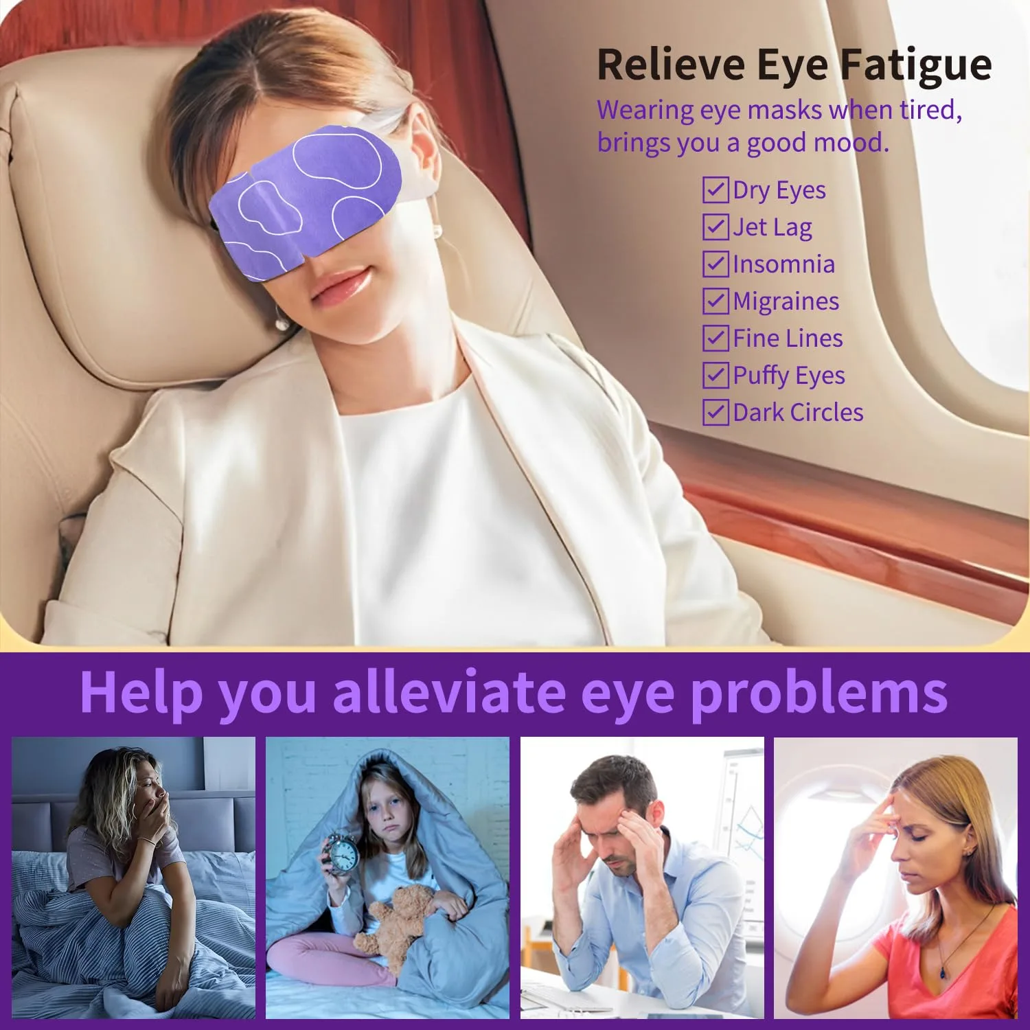 20 Packs Steam Eye Mask Disposable Heated Eye Mask for Dry Eyes, Lavender