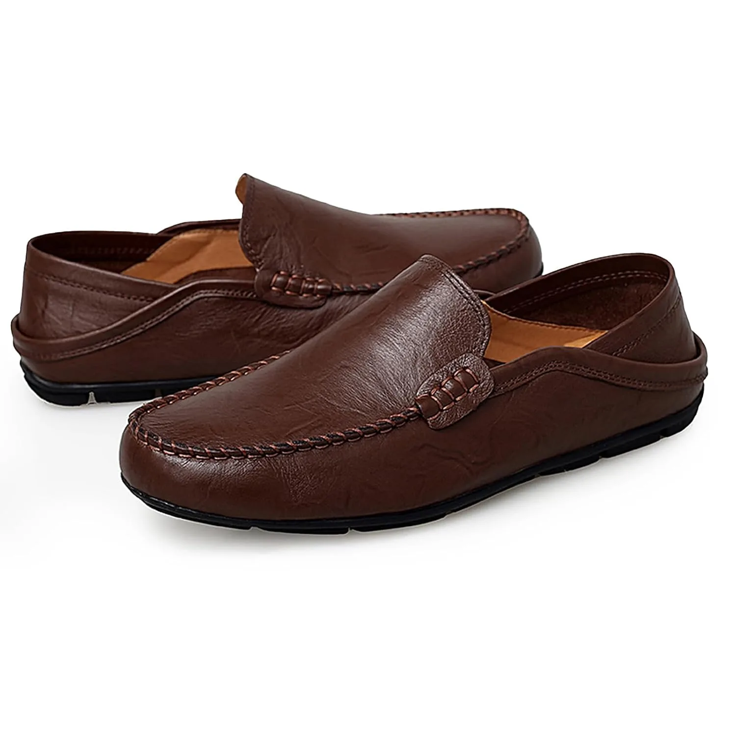 Go Tour Men's Premium Genuine Leather Casual Slip on Loafers Breathable Driving Shoes Fashion Slipper