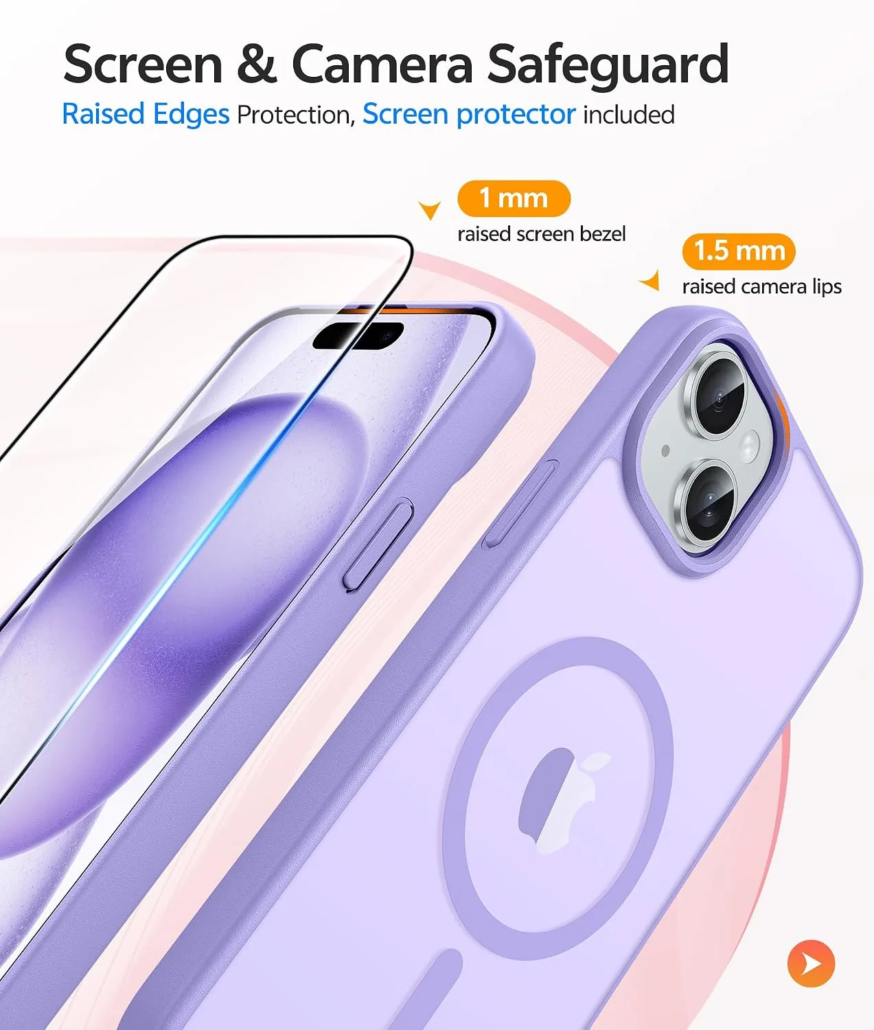 FNTCASE for iPhone 15/14/13 Case, Fit for Magsafe, Light Purple
