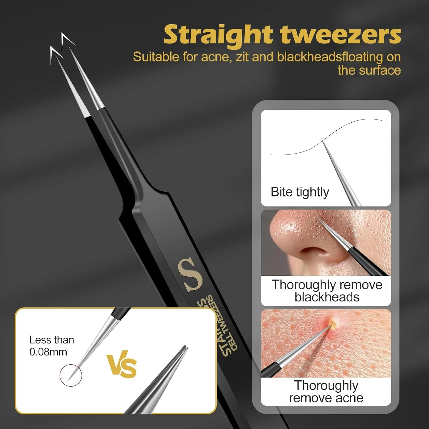 WSYUB Professional Blackhead Tweezers and Ingrown Hair Tweezers