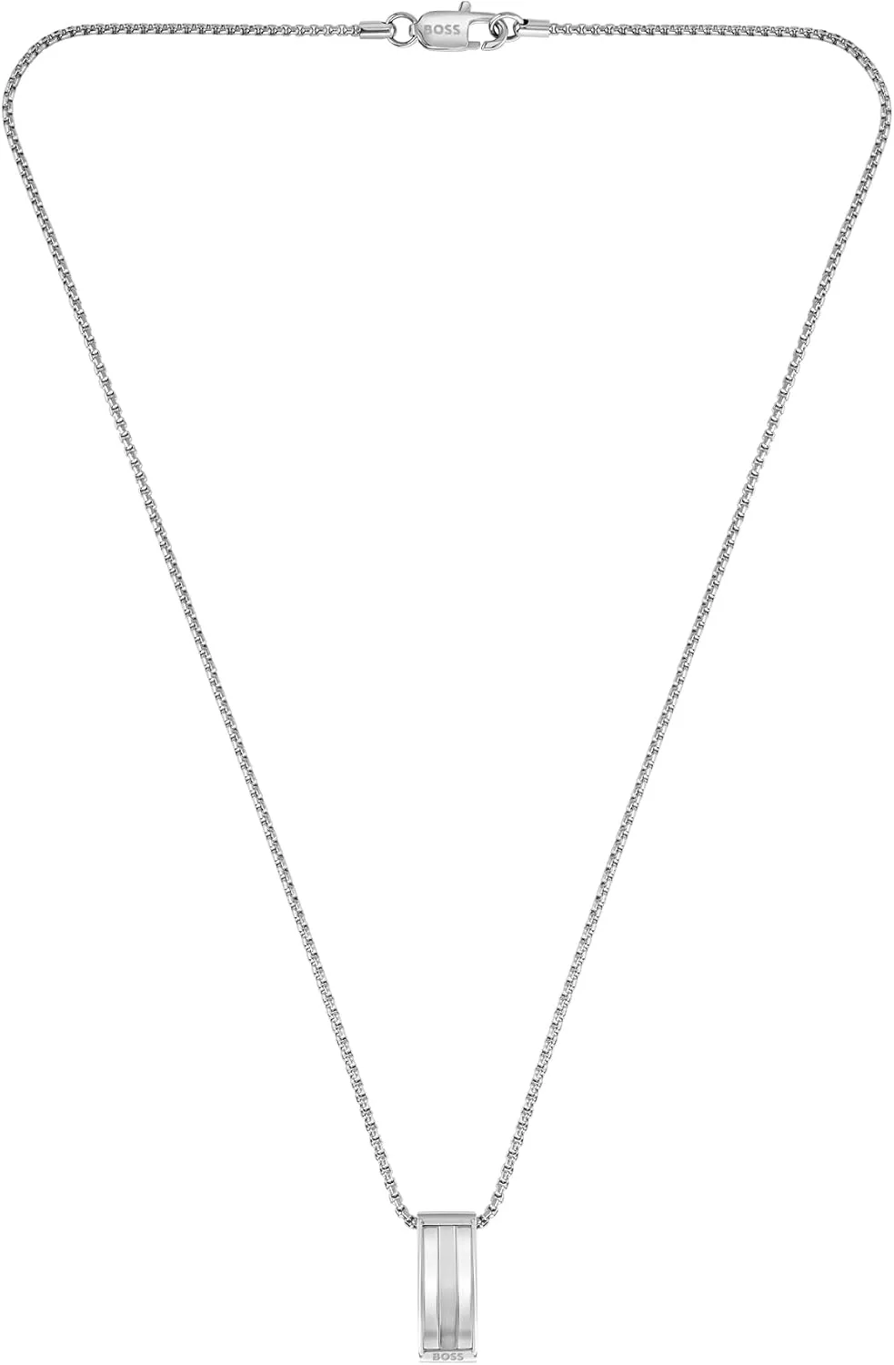 BOSS Jewelry Men’s Brooks Stainless Steel Necklace with Stripe-Effect Pendant