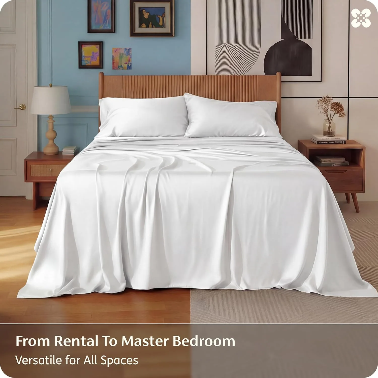 Bedsure PureWoven 100% Rayon Derived from Bamboo, Full Size Sheets, 4 PCS