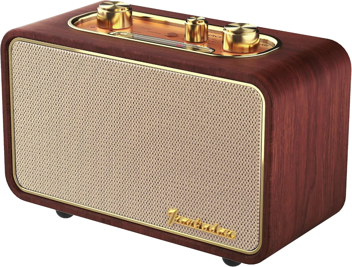 Parlante Bluetooth Retro Trenbader Vintage Madera Oscura