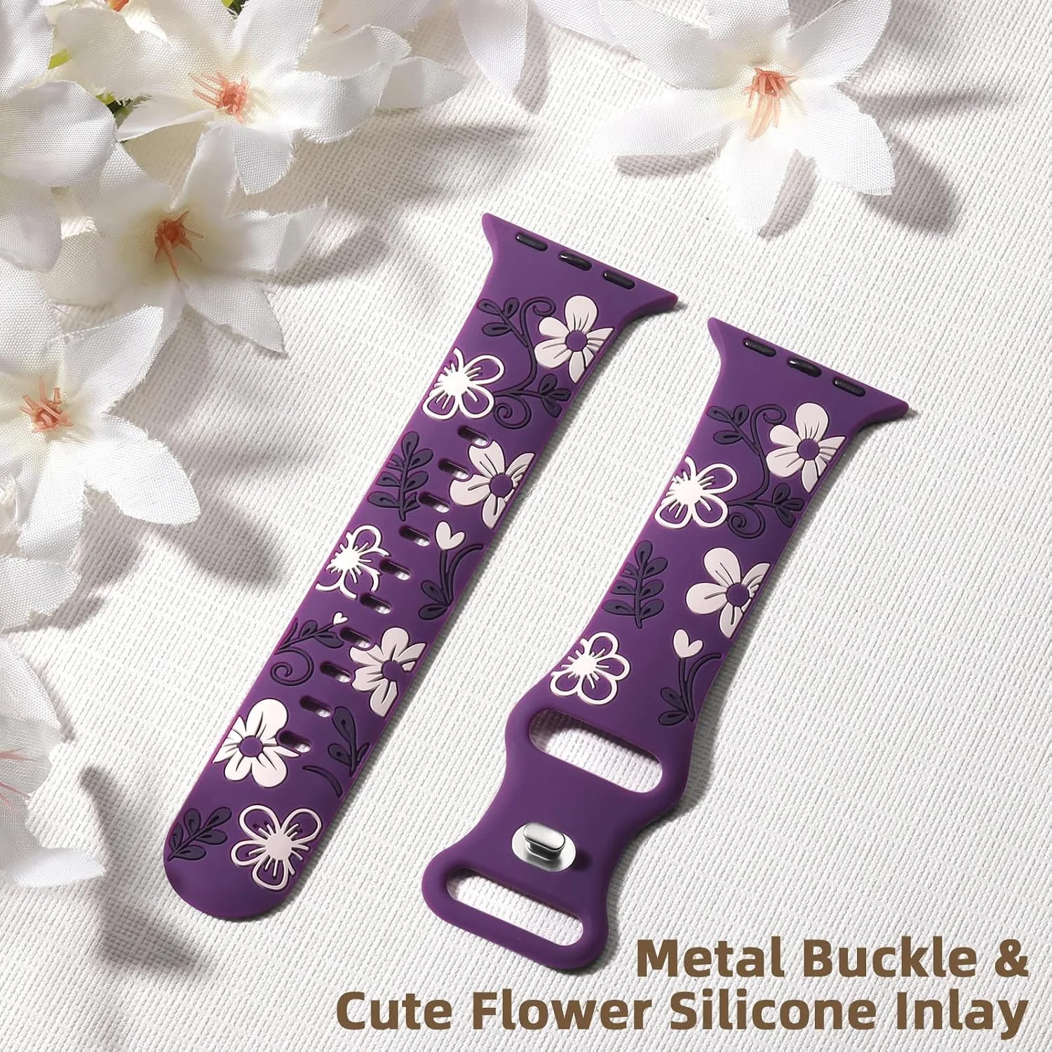 Witzon Floral Silicone Band Compatible with Apple Watch Bands For Women