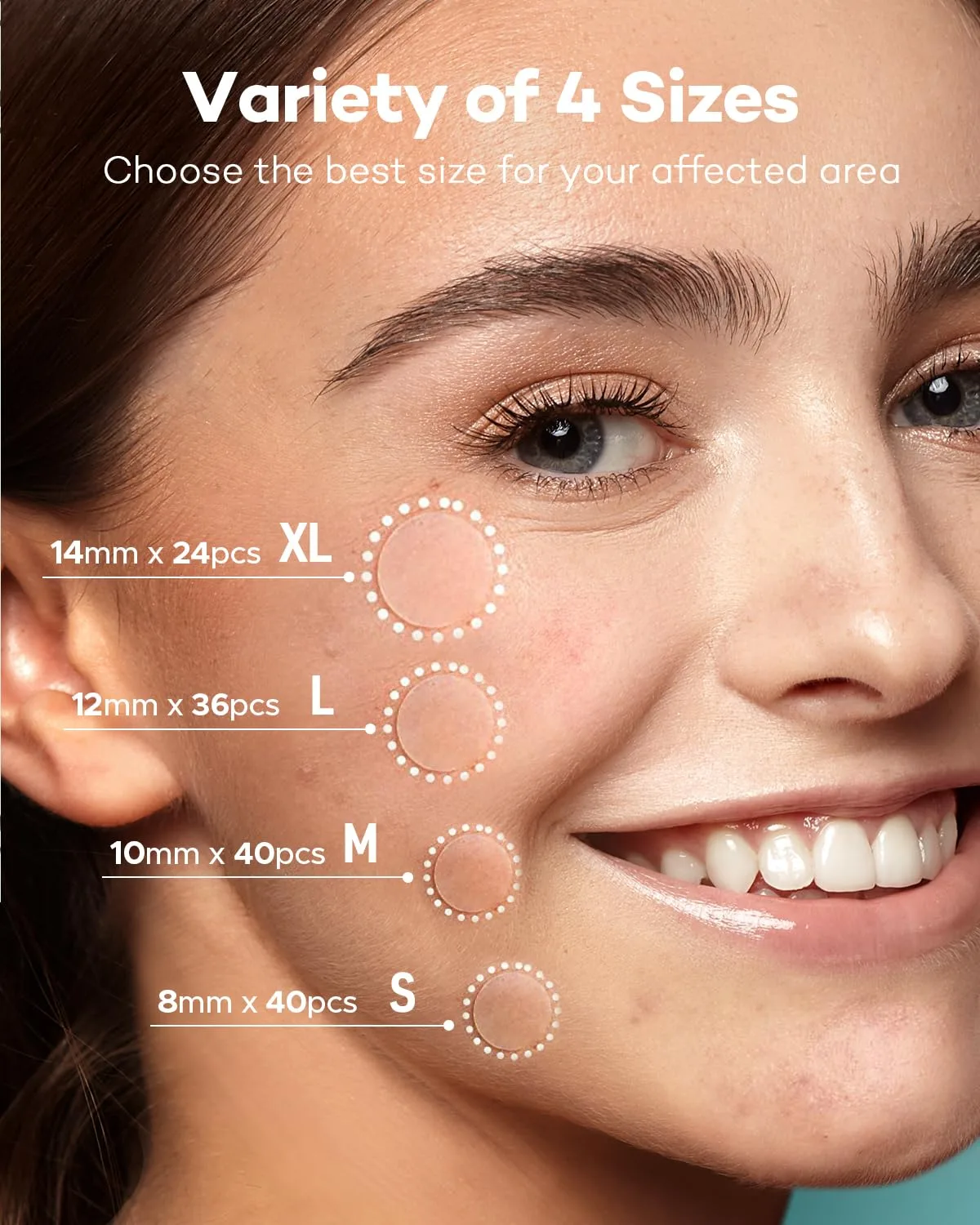 TKTK Pimple Patch Acne Patch, 4 Sizes 140 Patches FSA Acne Absorbing Cover Patch, Hydrocolloid Invisible Acne Patches for Face Zit Patch Acne Dots Tea Tree, Calendula Oil