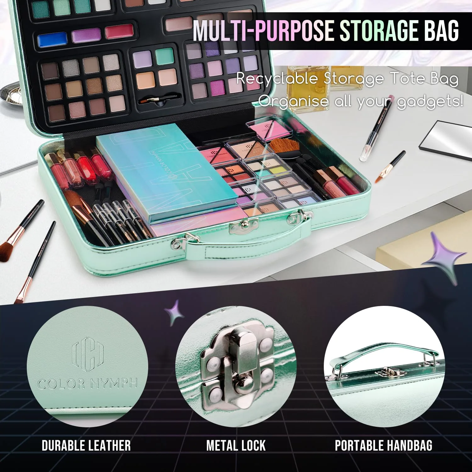 Color Nymph Makeup Kits for Girls Women Makeup Set and Cosmetic Case Green