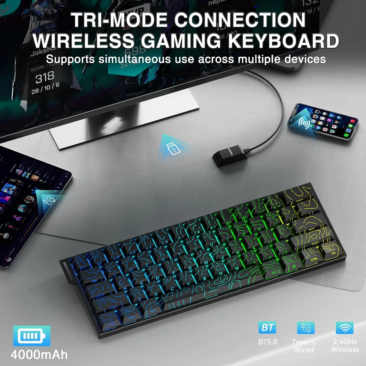 Aula MINI60 HE MAX Wireless Gaming Keyboard 60% Magnetic Switch Keyboard