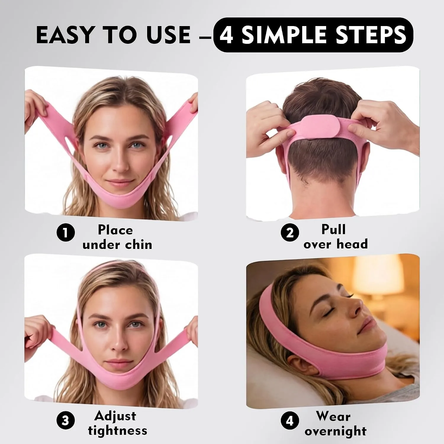 Chin Strap for Sleeping-V Line Jawline Trainer & Double Chin Reducer (pink)