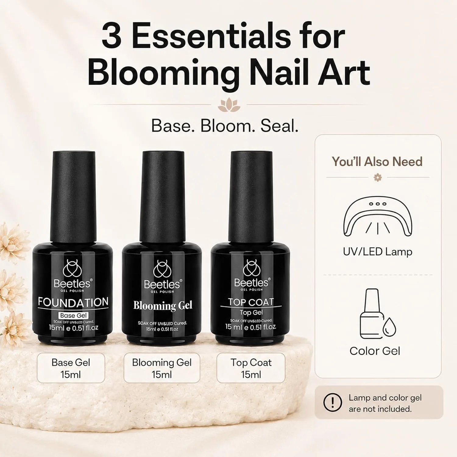 Beetles Blooming Gel & Top Base Coat Set 3PCS 15ML