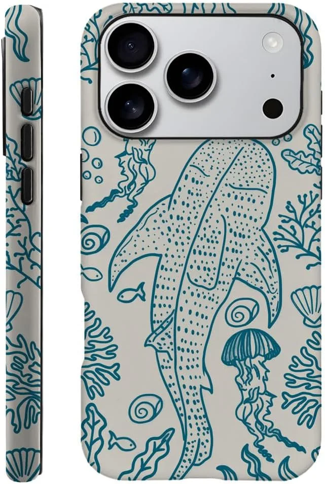 Case Compatible with iPhone 18 Pro/iPhone 17 Pro,Fall Prevention Hybrid 2-Layer Hard Shell Phone Cover for Girls Boys,Oceans Whales Sharks