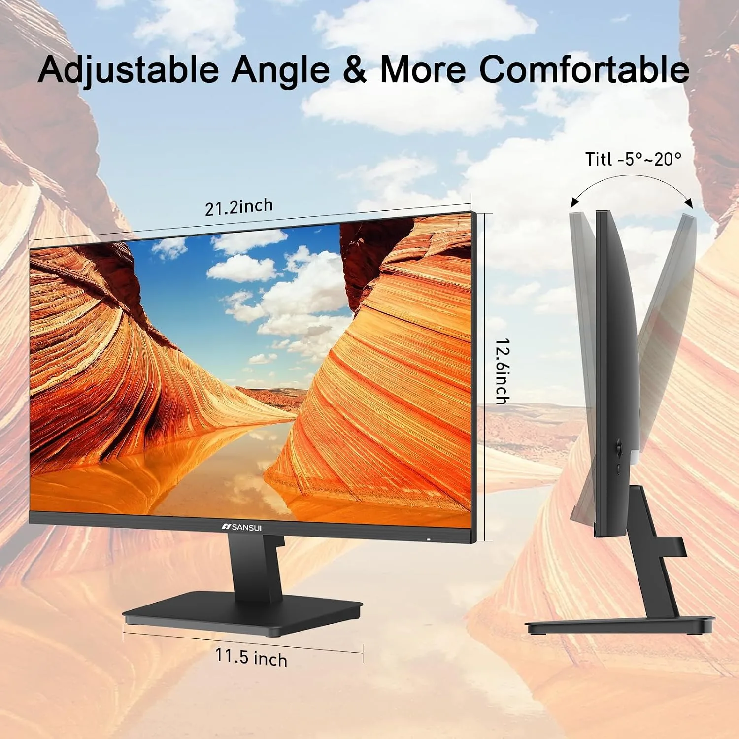 SANSUI Monitor 24 Inch 100Hz PC Computer Monitor, FHD for Home Office