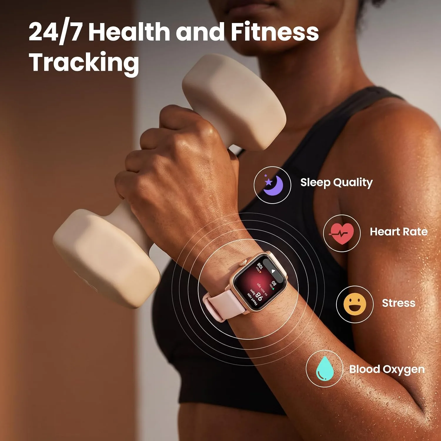 Smart Watch for Women, 2 Bands Health and Fitness Watch for iPhone/Android, Make Call and Message Notice, 24/7 Heart Rate/Sleep/SpO2 Tracker, 1.85" HD Smartwatch with 120 Sport Modes, IP68 Waterproof