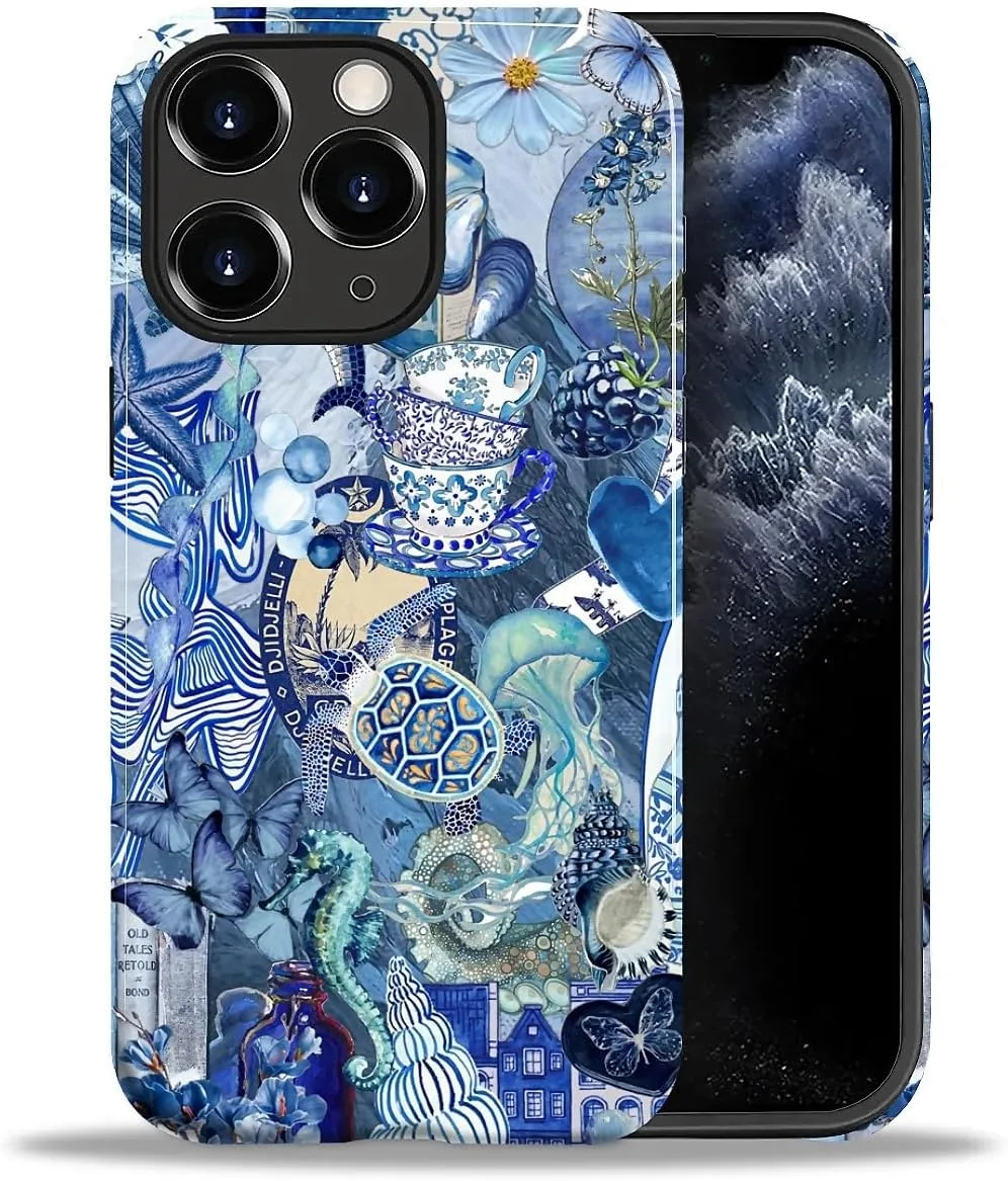 Funda para iPhone 11 Pro Max Daizag doble capa azul con diseño marino
