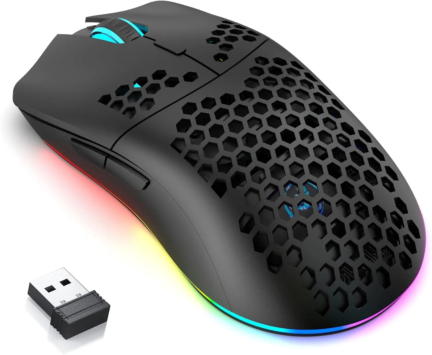 Mouse Gamer Freewolf HXSJ T66 Tri-Mode Superligero Honeycomb Negro