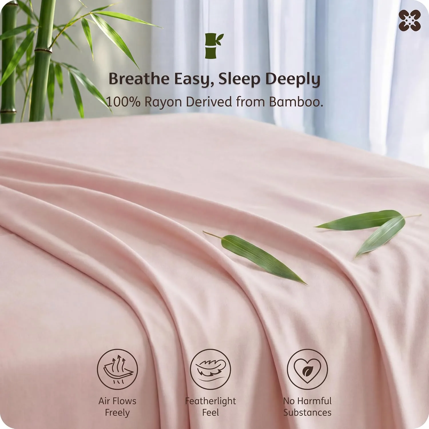 Bedsure PureWoven 100% Rayon Derived from Bamboo, Full Size Sheets, 4 PCS