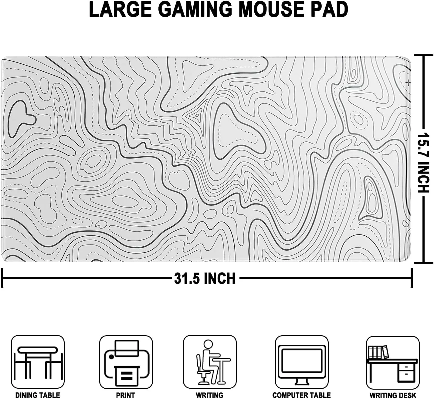 Large Mouse Pad, Water Resist Extra Gaming Large Mousepad with Stitched Edges, 31.5" x 15.7" Non-Slip Rubber Base Office Big Long Keyboard Pad for Office Gamer Home XXL, White