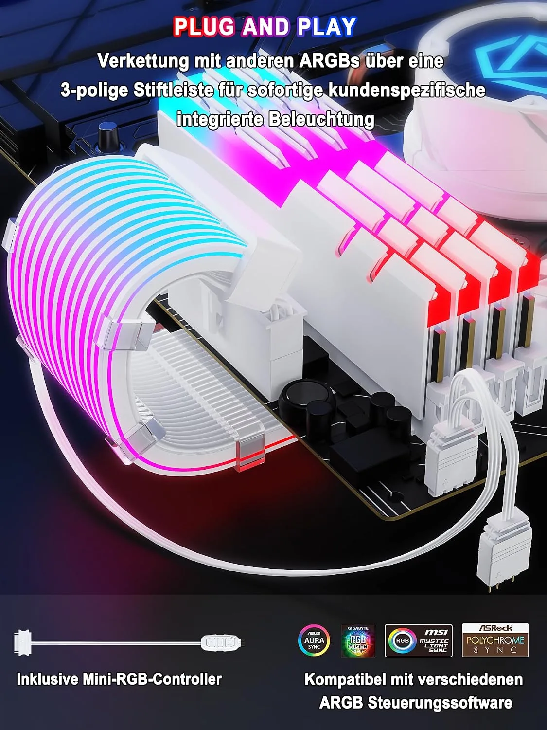 Sirlyr RGB PSU Extension Cables,with 24 ATX/2×8 Pin PCIE