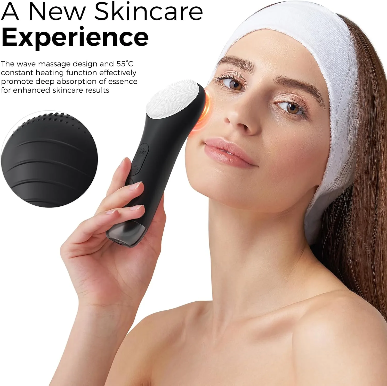 Ccigedy Rechargeable Face Scrubber, Electric Facial Cleansing Brush (Black)