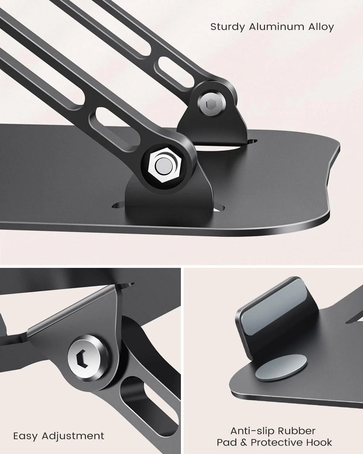 JOIOT Adjustable Aluminum Laptop Stand, Ergonomic Riser for 11-16" Laptops