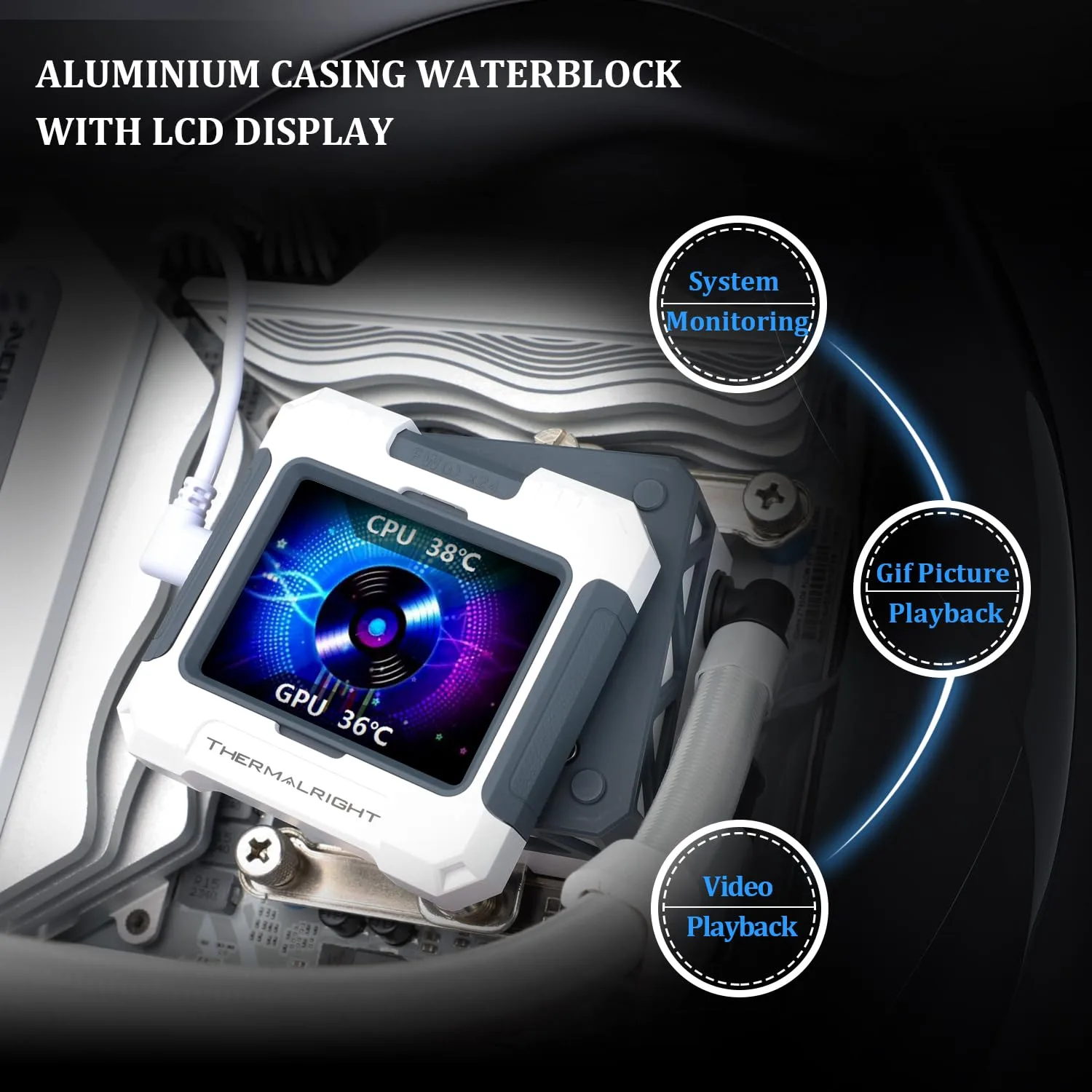 Thermalright FW360 SE ARGB White CPU AIO Cooler,PC 360 Specification Water Cooler System,IPS LCD Screen with 320 * 240 Resolution,for AM5,Intel LGA1700/1851,CPU Comes with 2-inch LCD Display