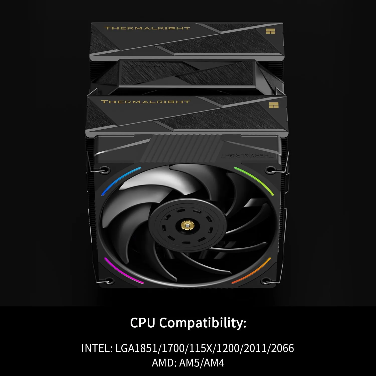 Thermalright Royal Pretor 130 Ultra Black CPU Cooler, 7 Heat Pipes Heatsink CPU Cooling, Black Brushed Top Cover, for Intel LGA115X/2011/1700/1851,AM4/AM5 Platforms,Double Towers and Fans Cooler