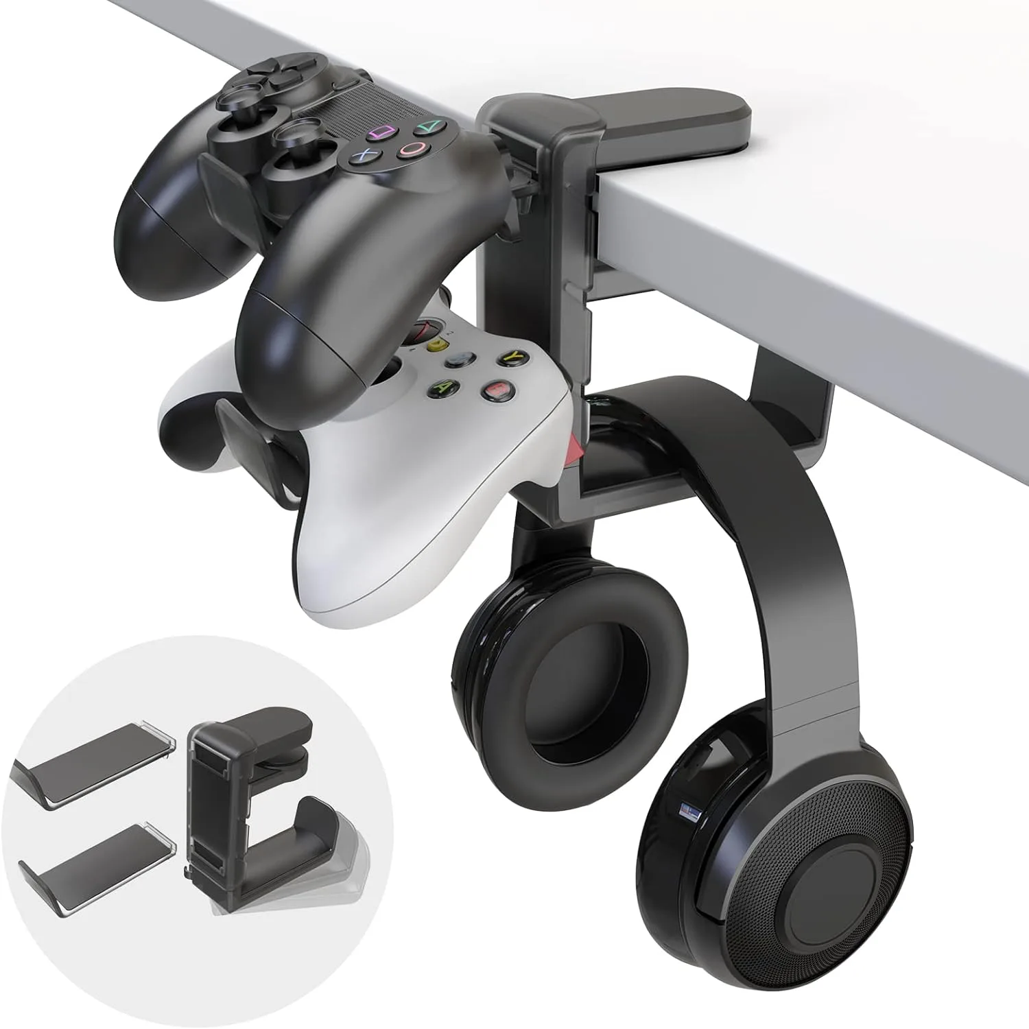 Soporte para audífonos Eurpmask 3 en 1 con rotación y dos soportes para controles