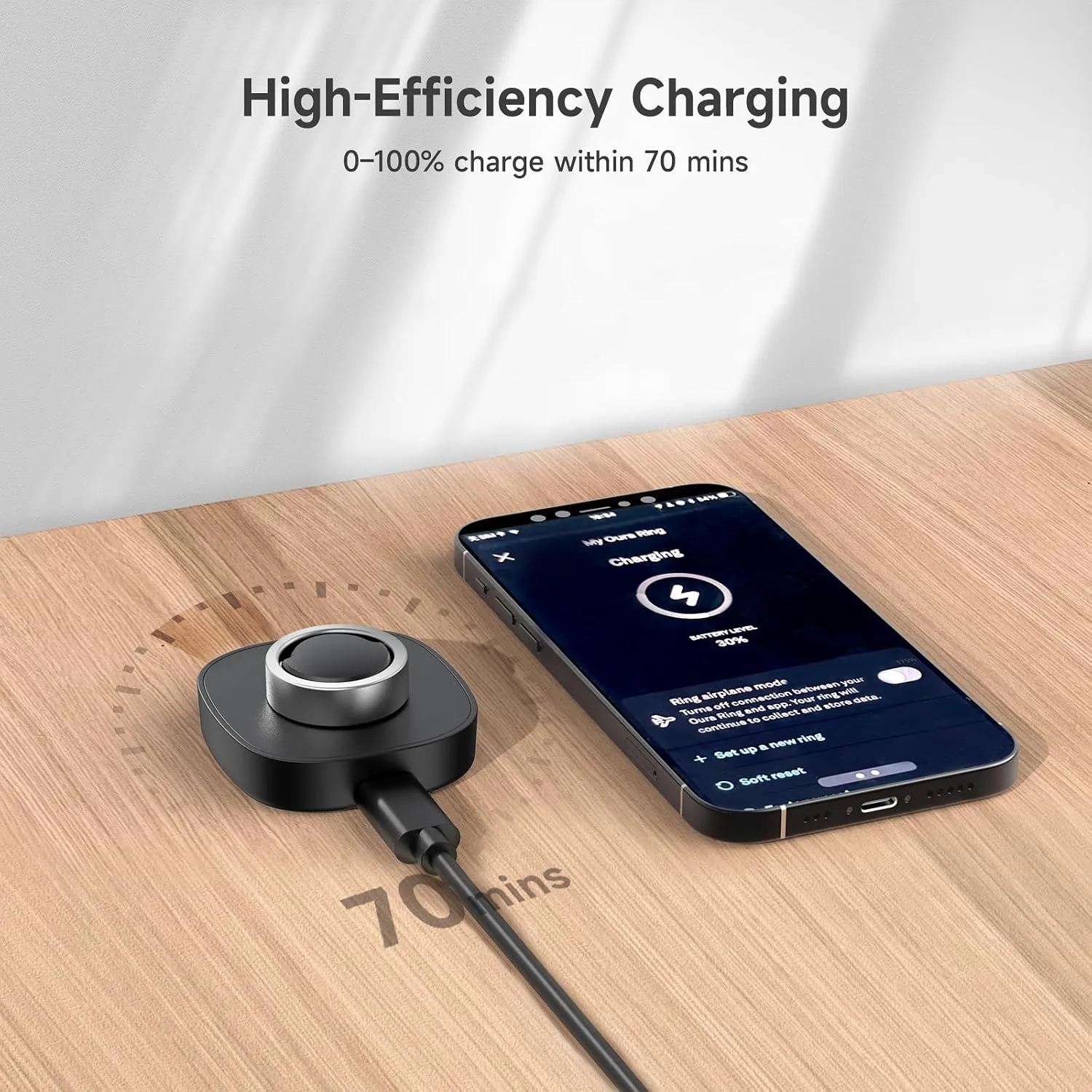 Charger Compatible with Ou-ra Ring Gen3 Size 13 - Fast Charging Dock for Gen 3 Horizon & Heritage Smart Ring, Replacement Charging Base with USB-C Cable, Portable Travel Charger