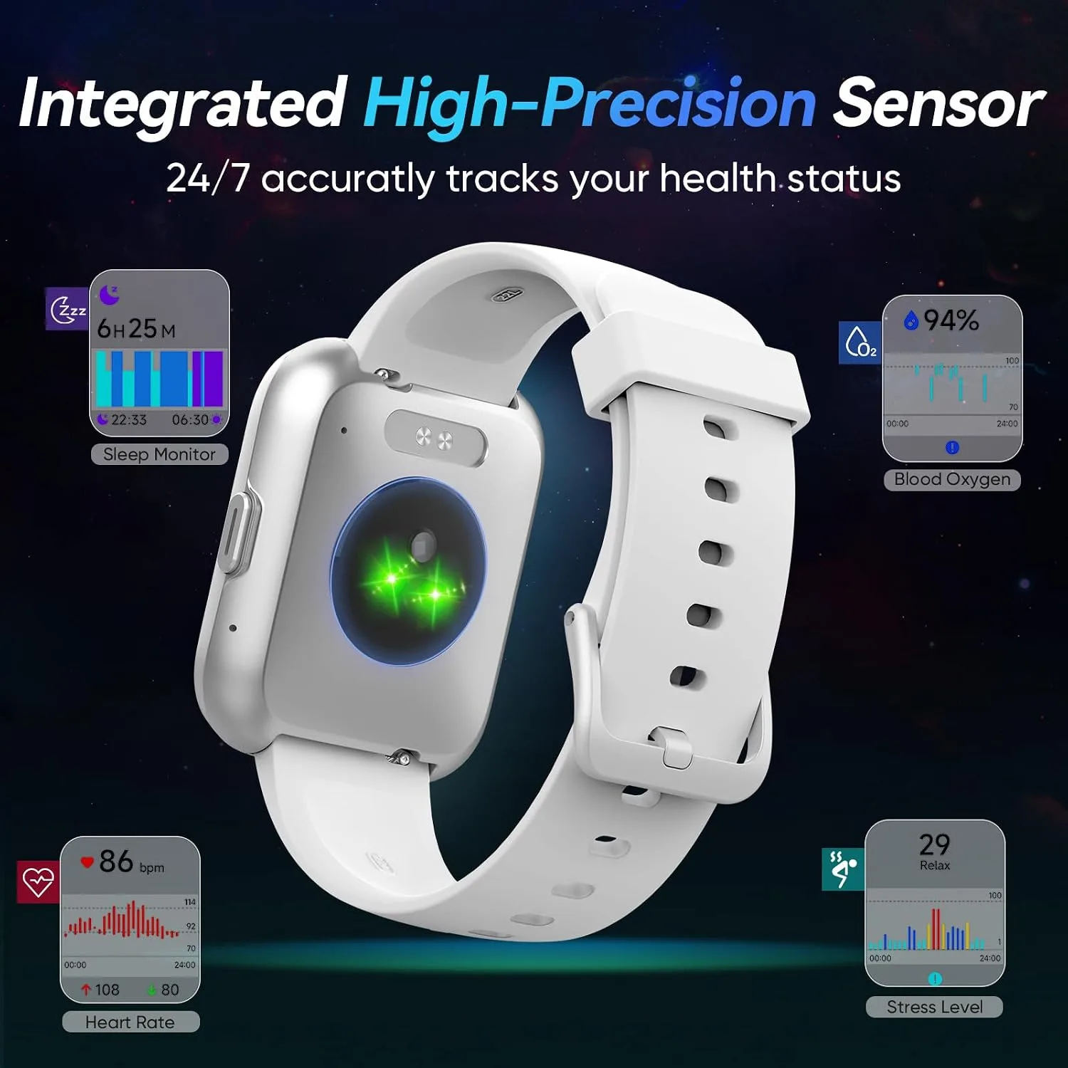Fitpolo Smart Watches for Men/Women, 1.8'' Alexa Built-in Fitness Tracker Watch with Bluetooth Calls, IP68 Waterproof, Heart Rate/Sleep/SpO2/Stress Monitor, 110 Sport Modes for Android & iPhone