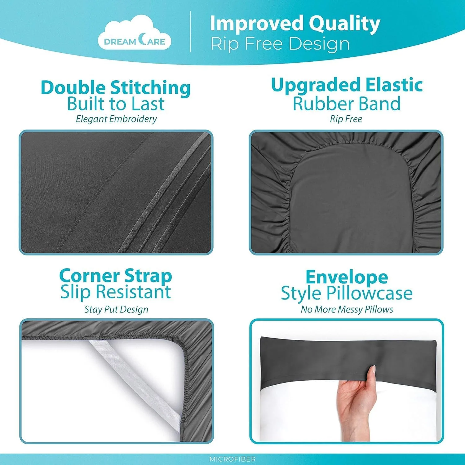 DREAMCARE King Size Sheets Set - 6 pcs Breathable Cooling Sheets King Size