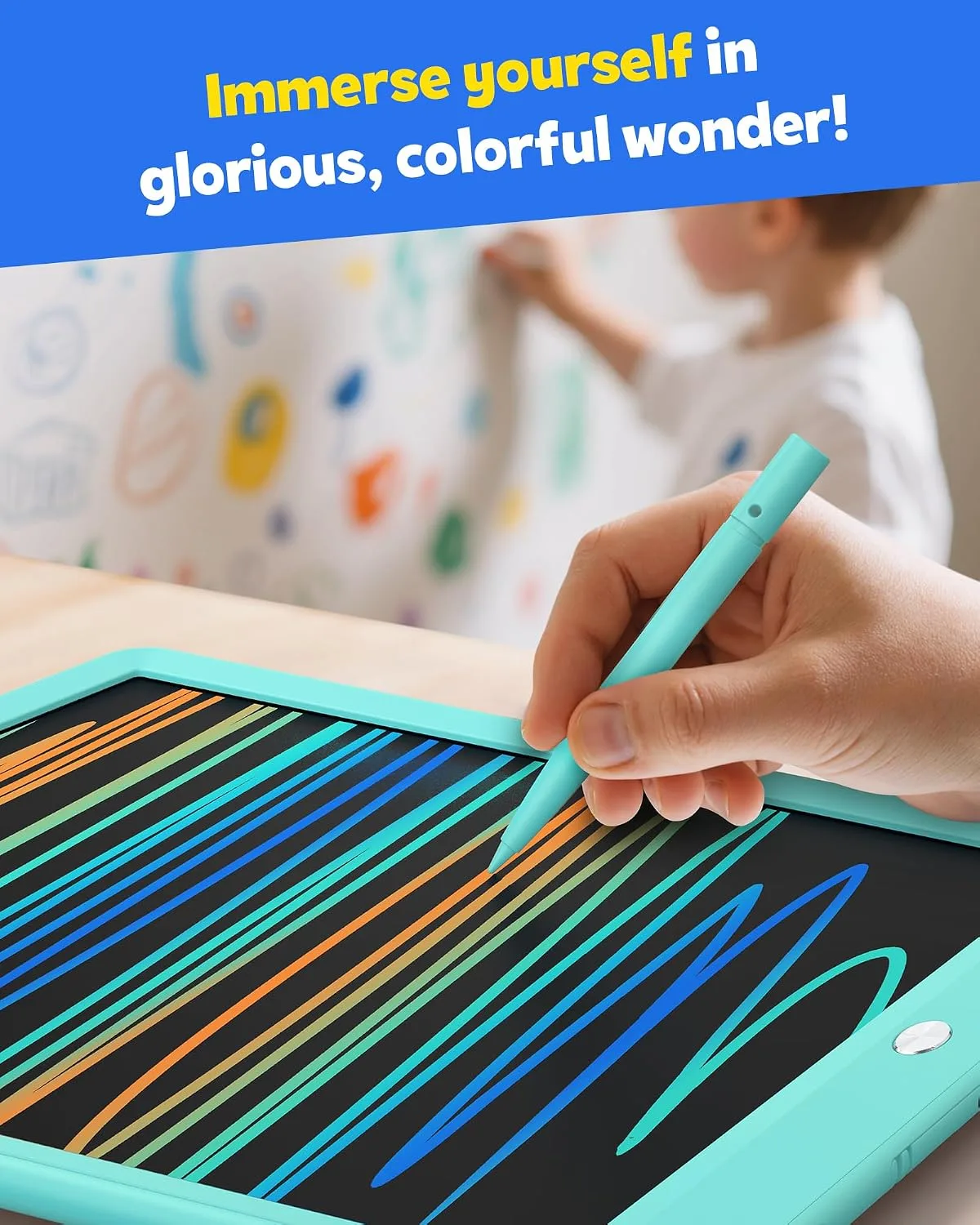 TEKFUN LCD Writing Tablet for Kids, 10-inch Coloring Drawing Pad, Mess Free Doodle Board, Airplane Travel Toys for Boys and Toddlers, Gifts for 3 4 5 6 7 8 Year Old Girls(Green)