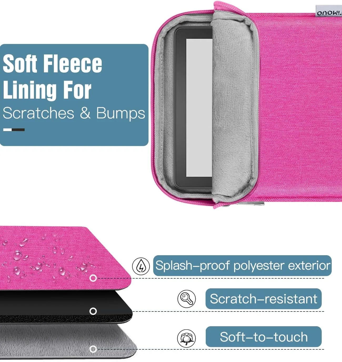 TiMOVO 6-7 Inch Sleeve Case for eReader, Rose Pink