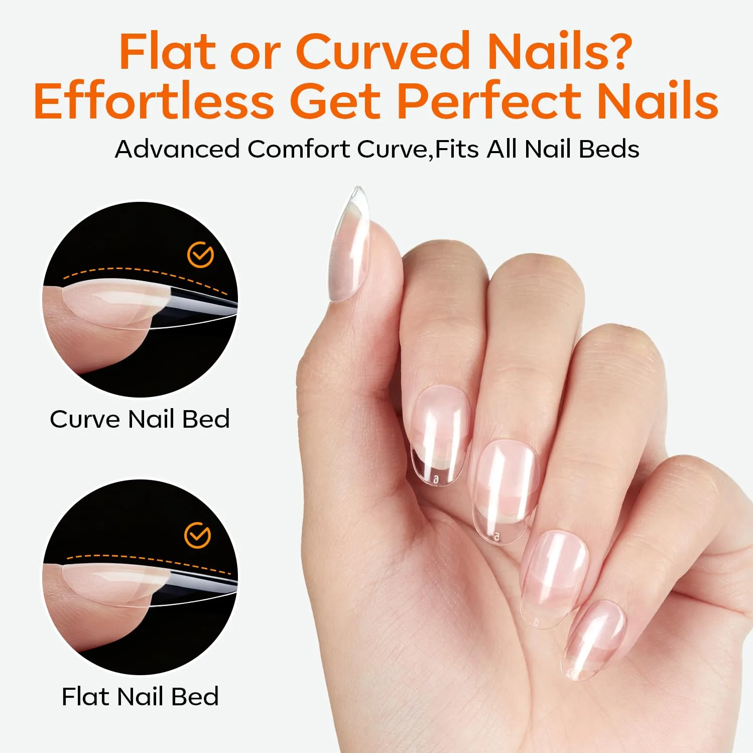 Modelones Extra Short Oval Nail Tips 360pcs Pre-etched Round Nail Extension