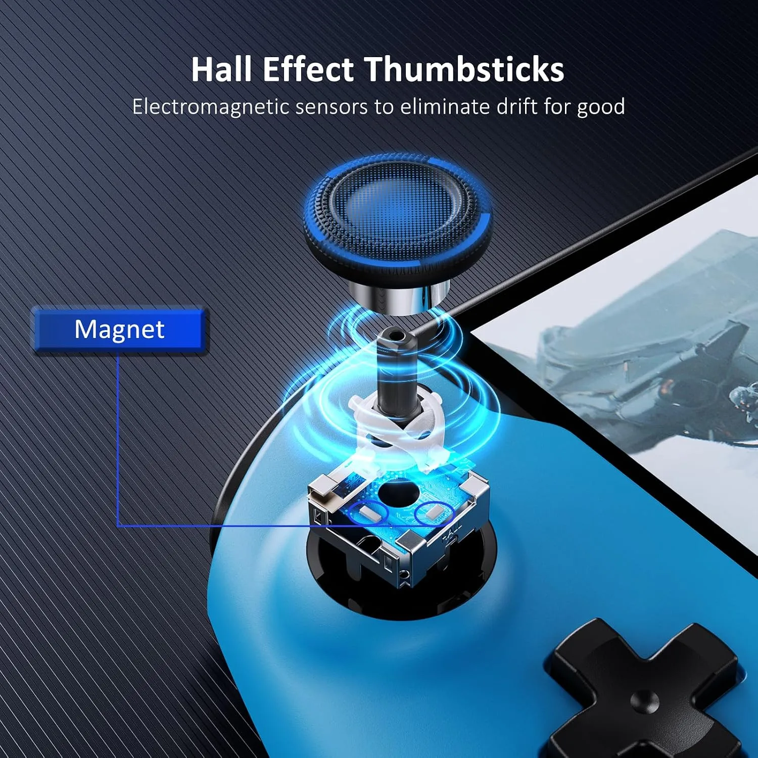 NexiGo Hall Effect Gripcon (No Drift, No Deadzone) with Hall Sensing Joystick for Nintendo Switch/Switch OLED, Ergonomic Handheld Mode, 6-Axis Gyro, Mapping Function, Classic