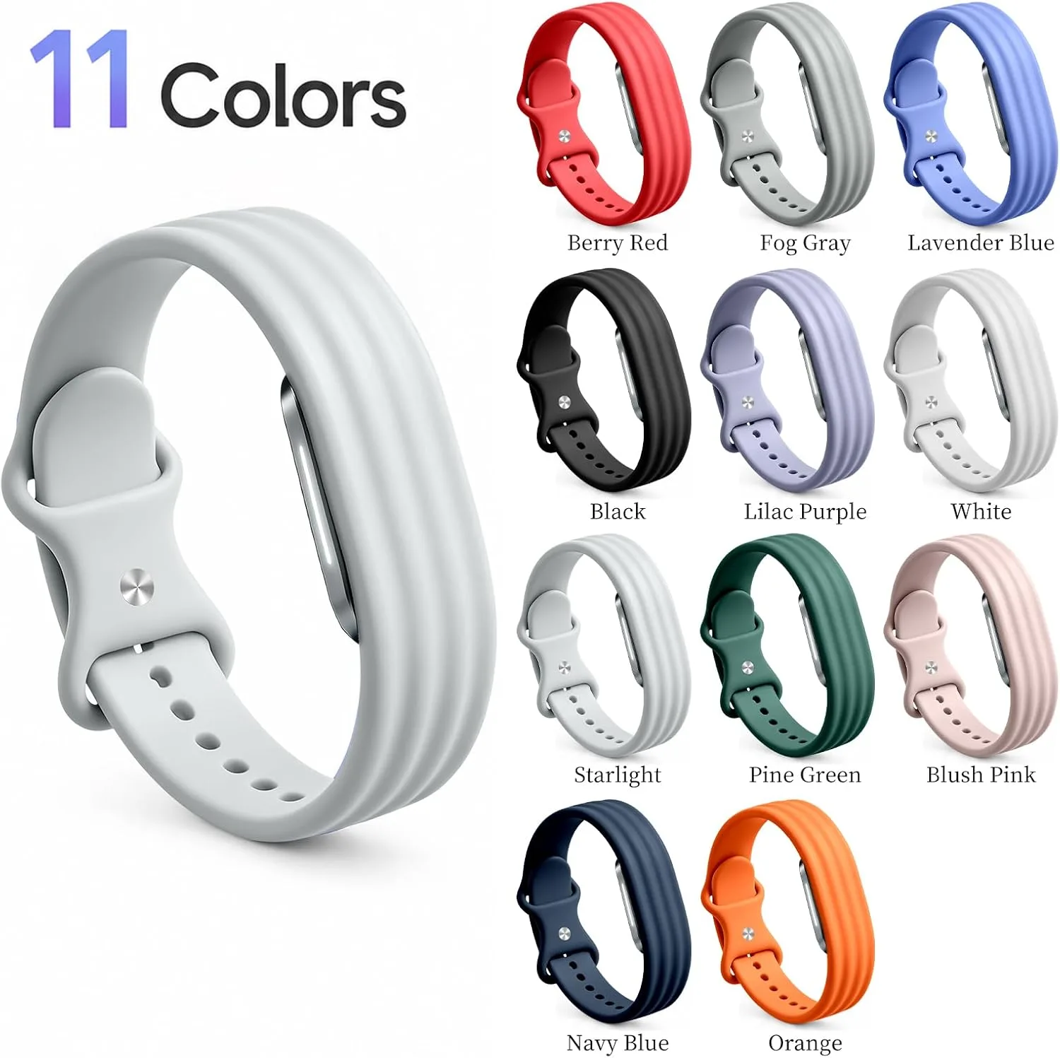 3 Pack Silicone Sport Band Compatible with Hume Band 2.0 Fitness Tracker,Soft Silicone Replacement Adjustable Sweatproof Wristband for Hume 2.0 Band, Running, Workout & Daily Wear for Women Men