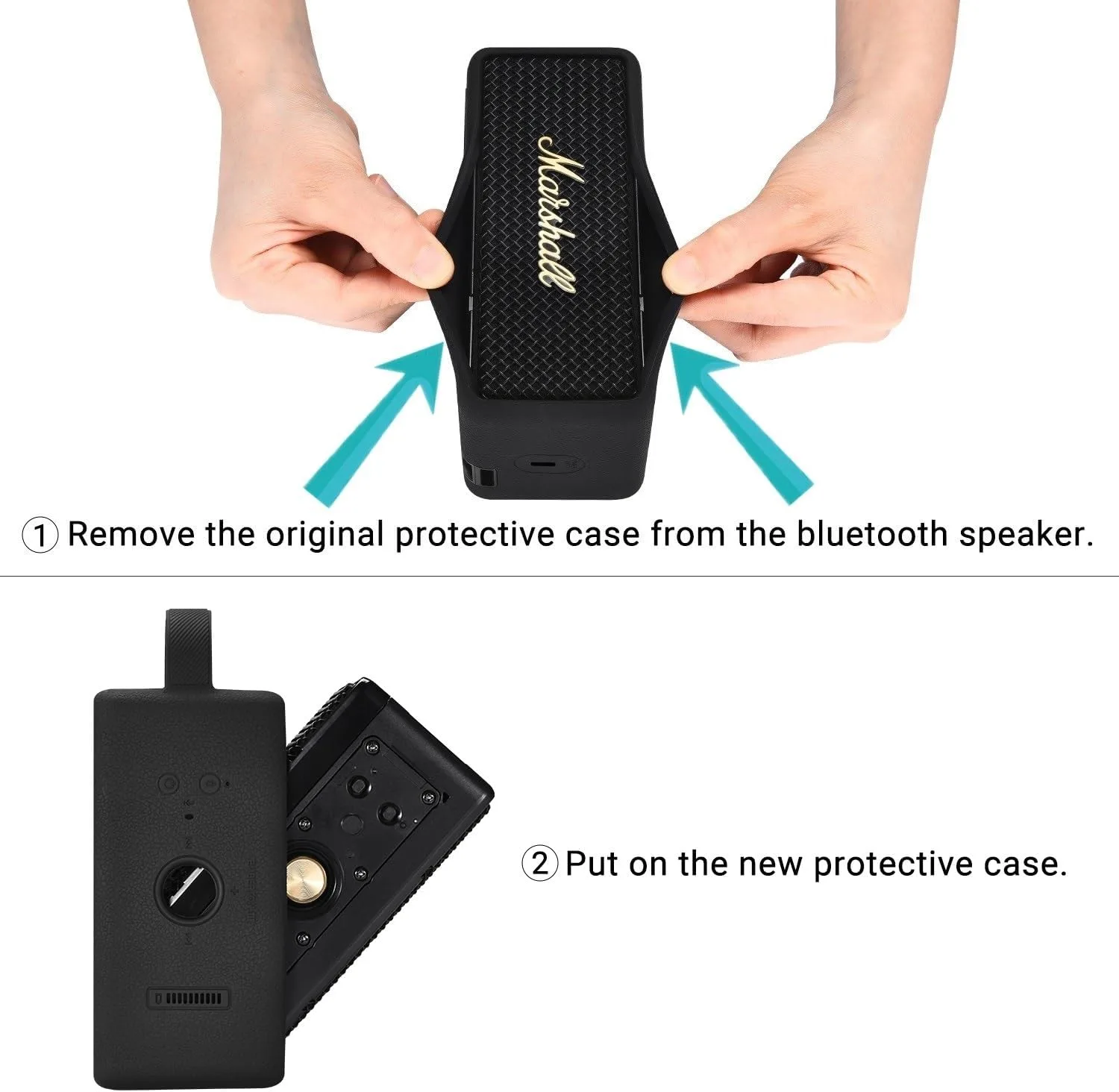 Silicone Cover Case Soft Shell for Marshall Emberton III, Black