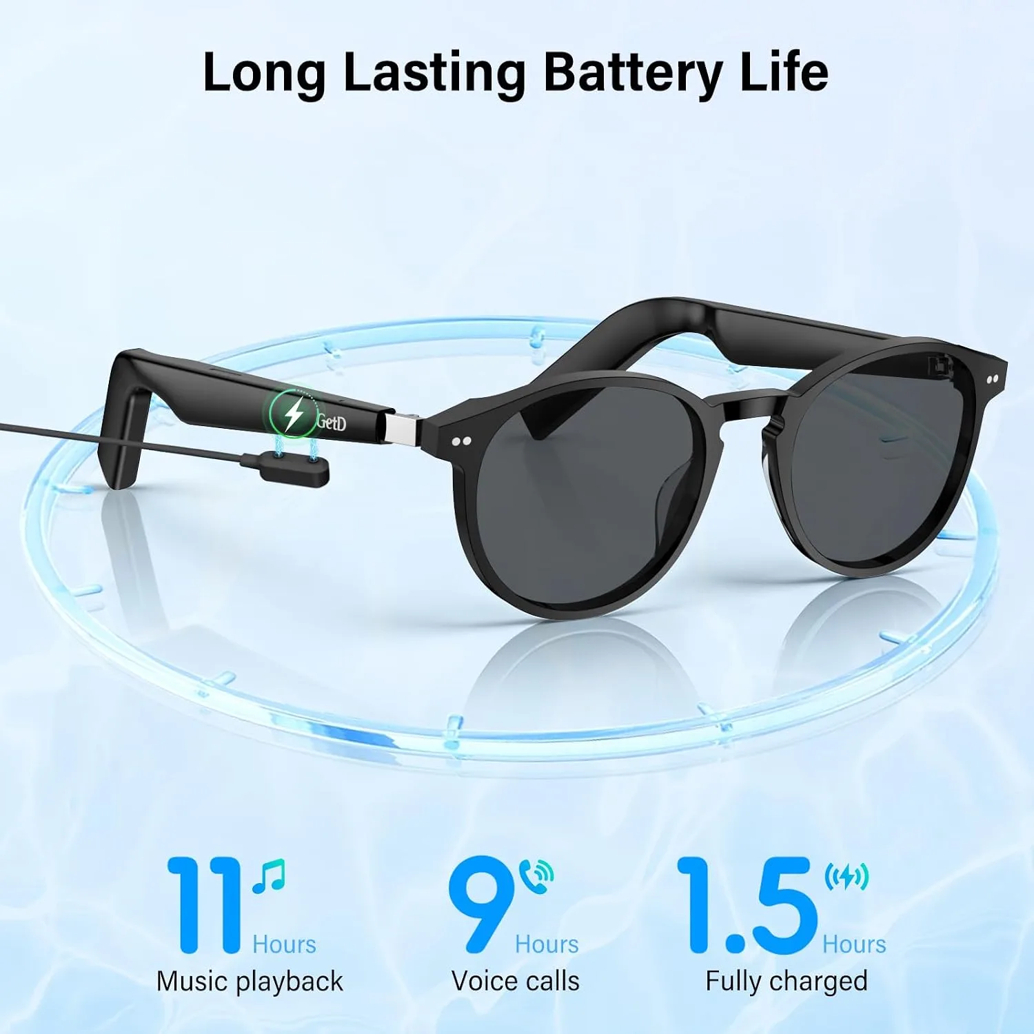 GetD 2026 AI Smart Acetate Glasses, Bluetooth Sunglasses with ChatGPT and 145-Language Real-time Translator, Nylon Polarized Lens, Open-Ear Audio, Voice Control for Travel & Business