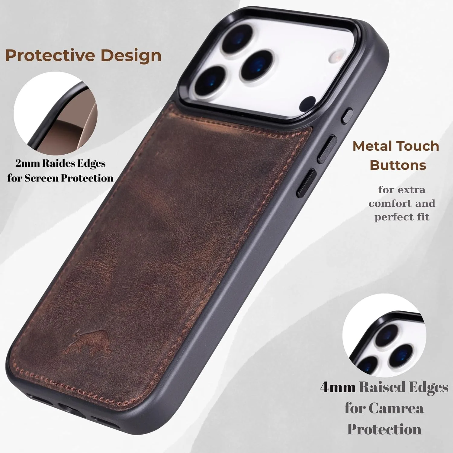VENOULT Wallet Case for iPhone, Full Grain Genuine Turkish Leather, Magnetic Detachable, RFID 4 Card Slots, Business Style, Compatible with MagSafe (Vintage, iPhone 16 Pro)