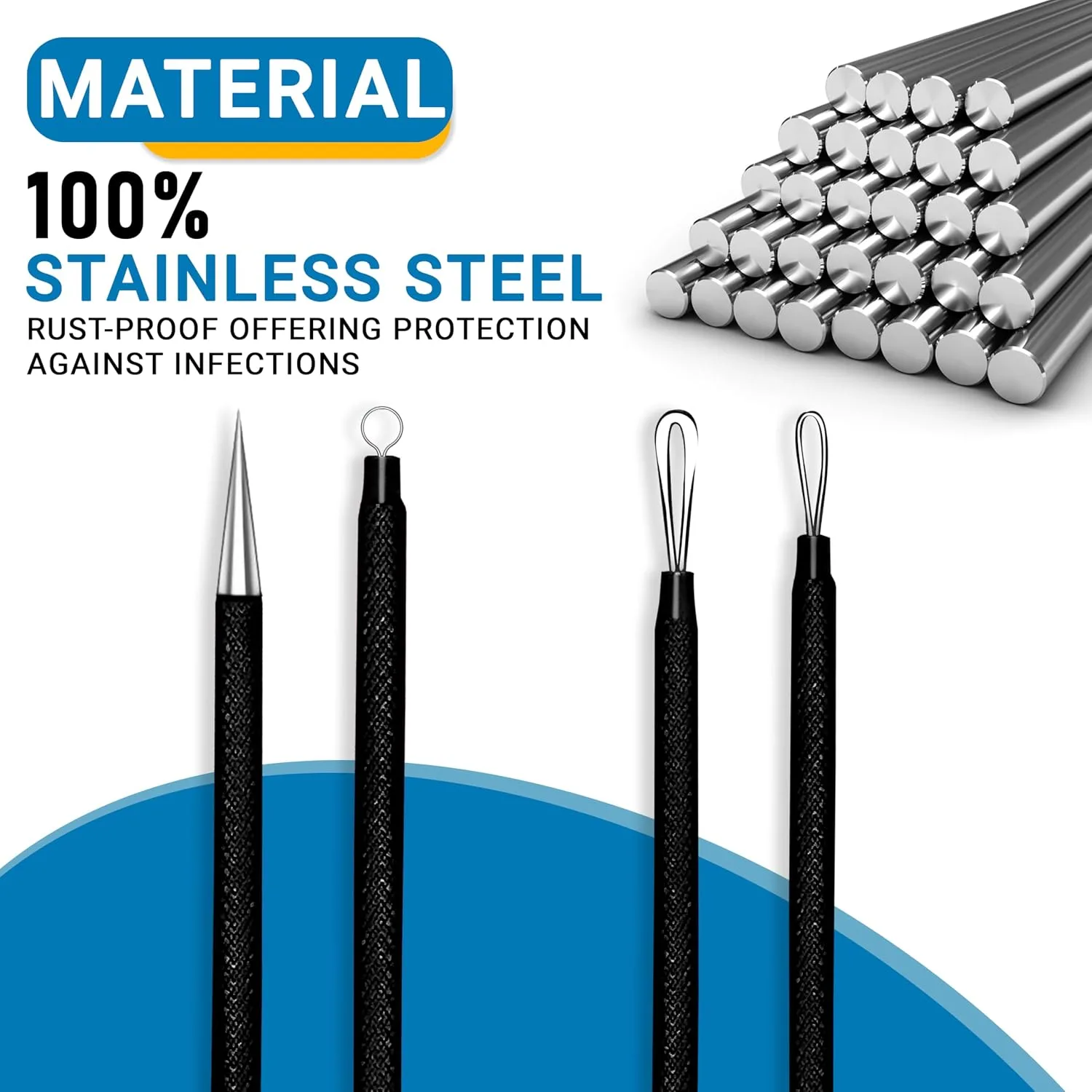 2Pcs Stainless Steel Pimple Extractor Acne Tool Surgical Blackhead Remover