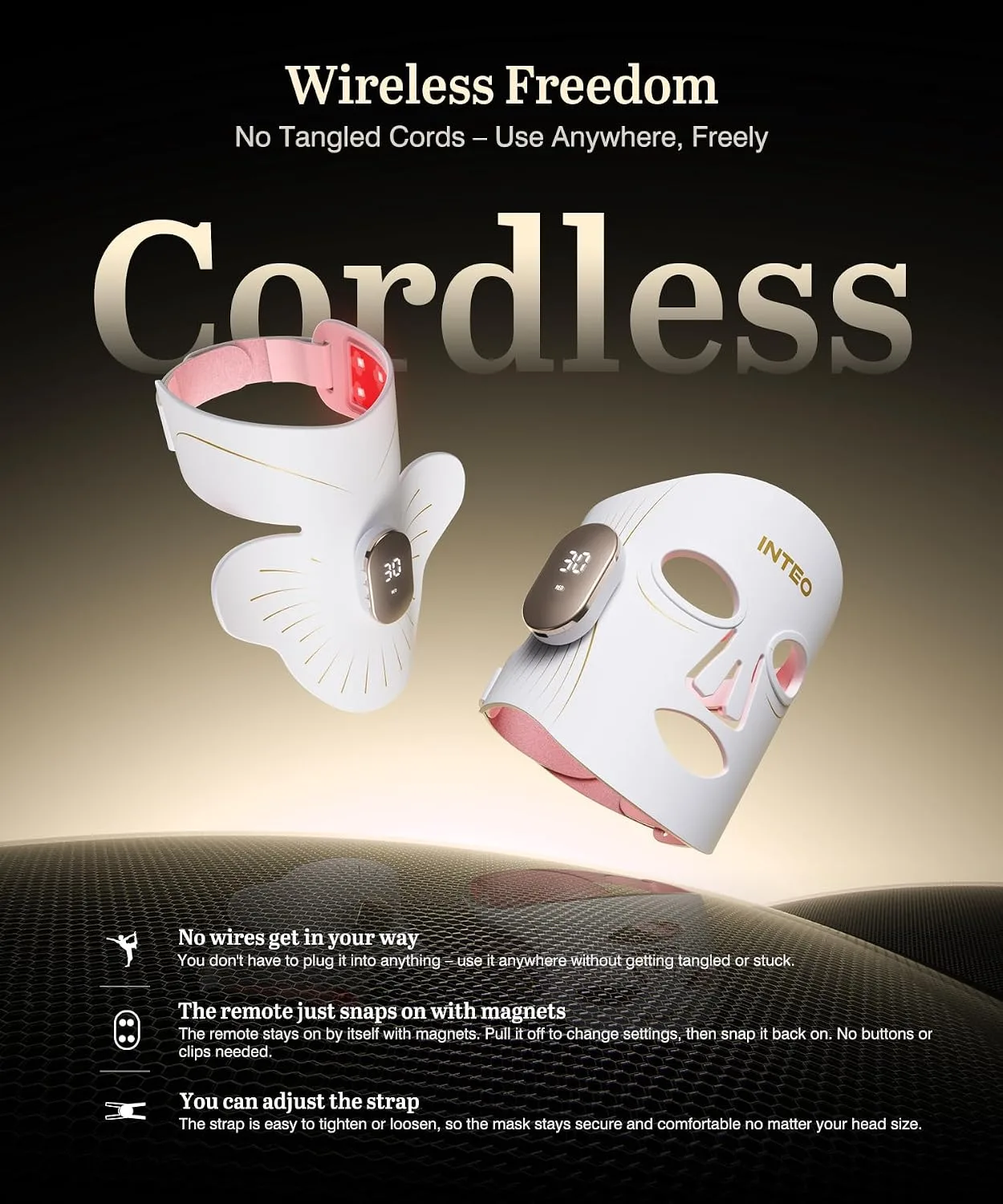 Red Light Therapy Mask for Face & Neck, 850nm NIR & 660nm Red LED, 4 Modes