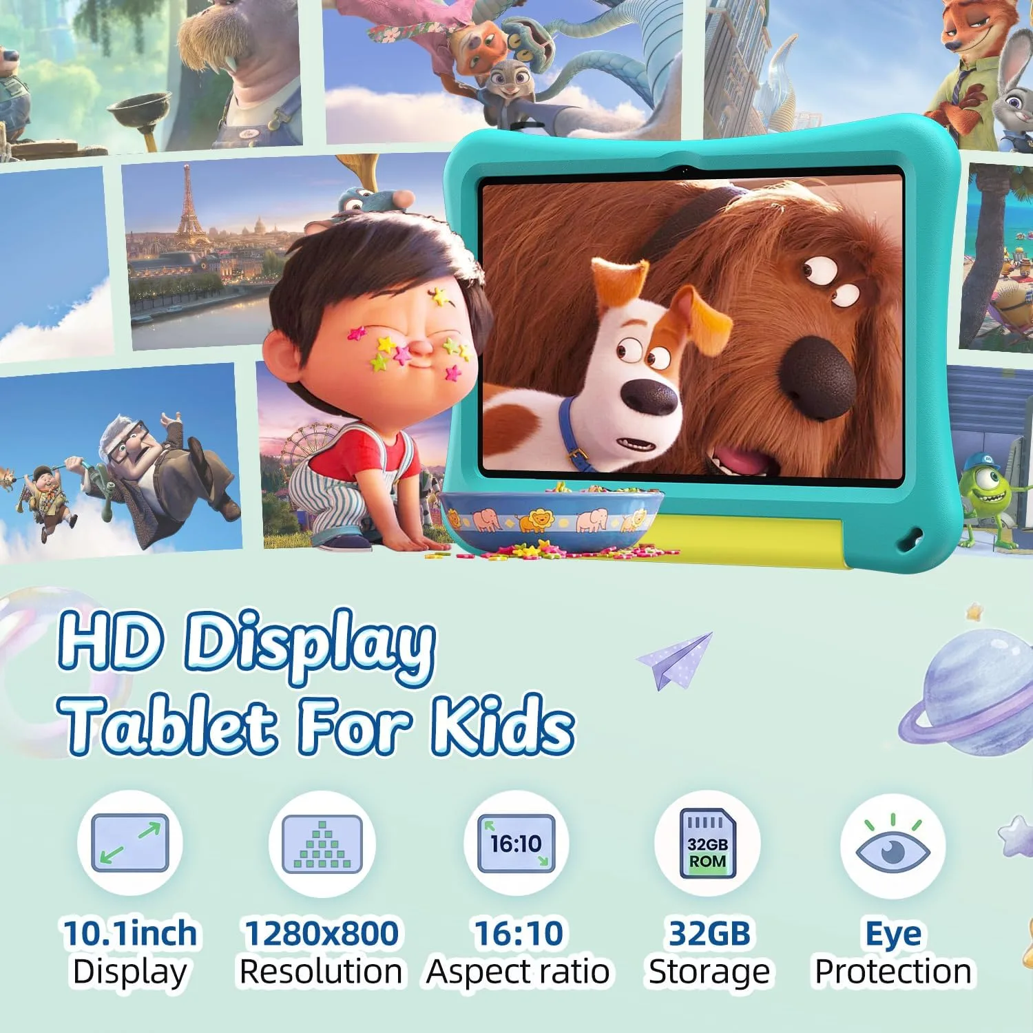 Kids Tablet 10 Inch, Android 16 Tablet with Parental Controls, EVA Case