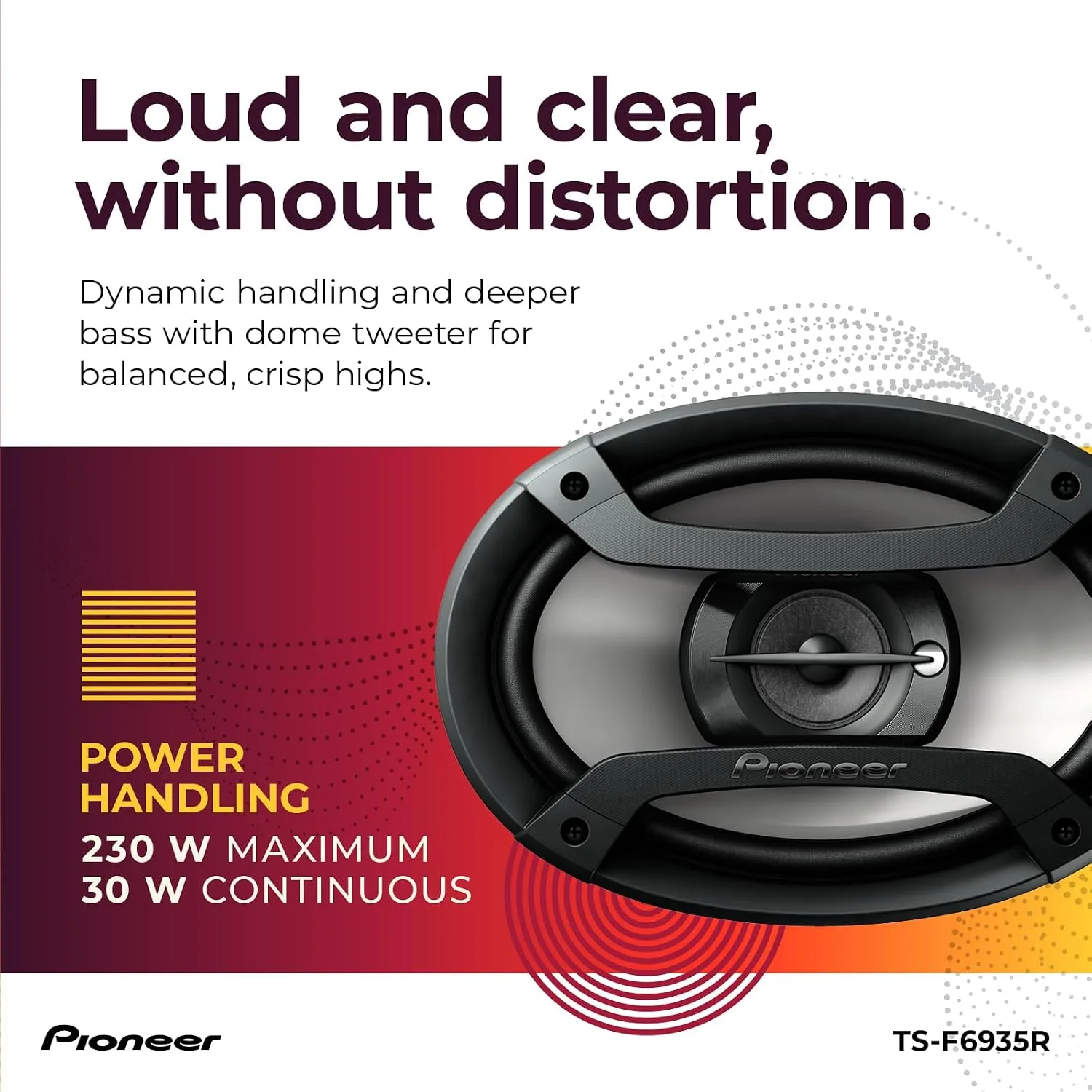 PIONEER F-Series TS-F6935R 6" x 9" 3-Way Coaxial Car Speakers 230W Max