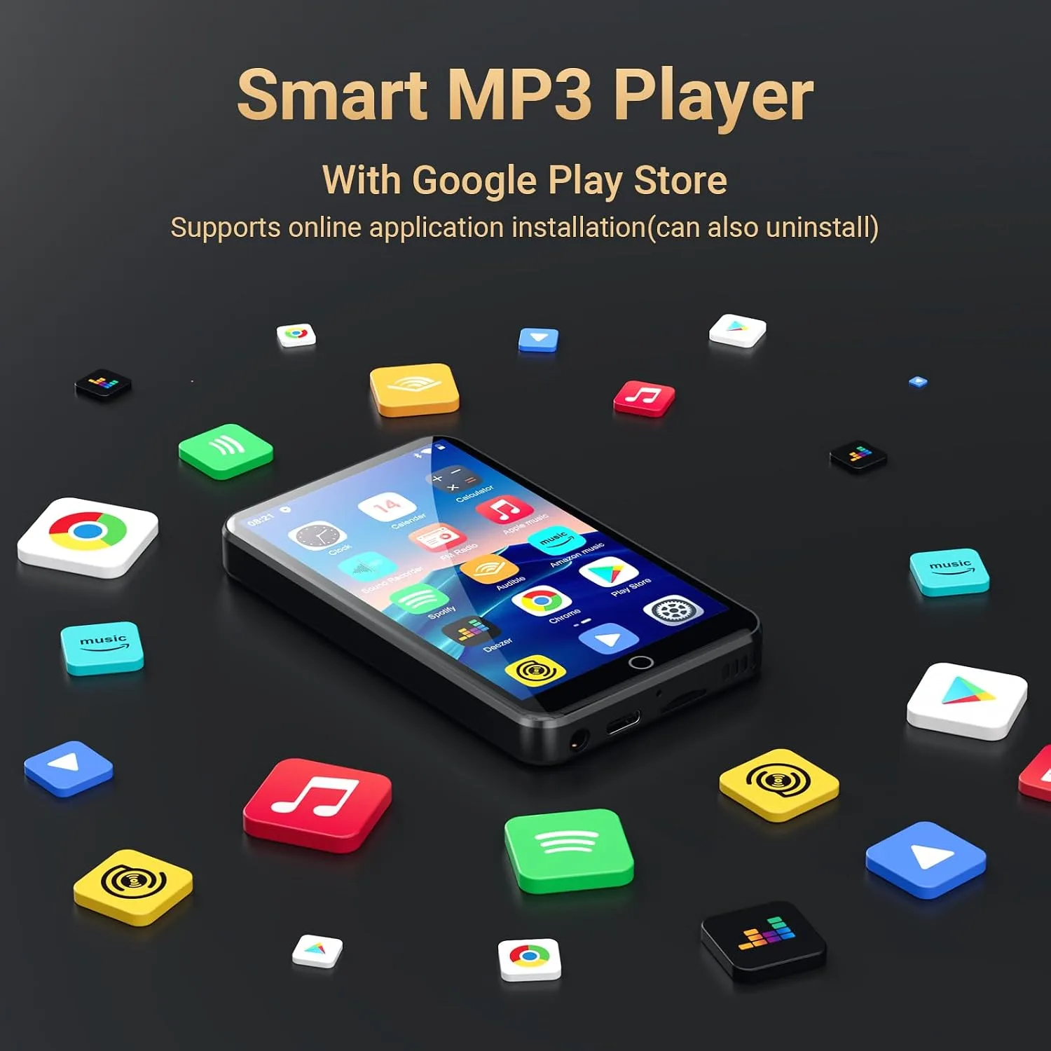 Oilsky 16GB MP3 Player with Bluetooth and WiFi, 4.0" IPS MP3 Player with Spotify