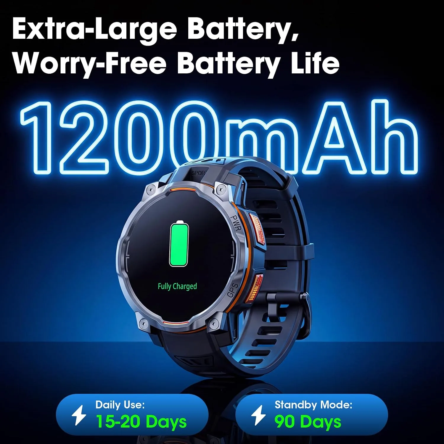 Smart Watches for Men GPS & Offline Maps,1.46''Military Smartwatch 1200mAh