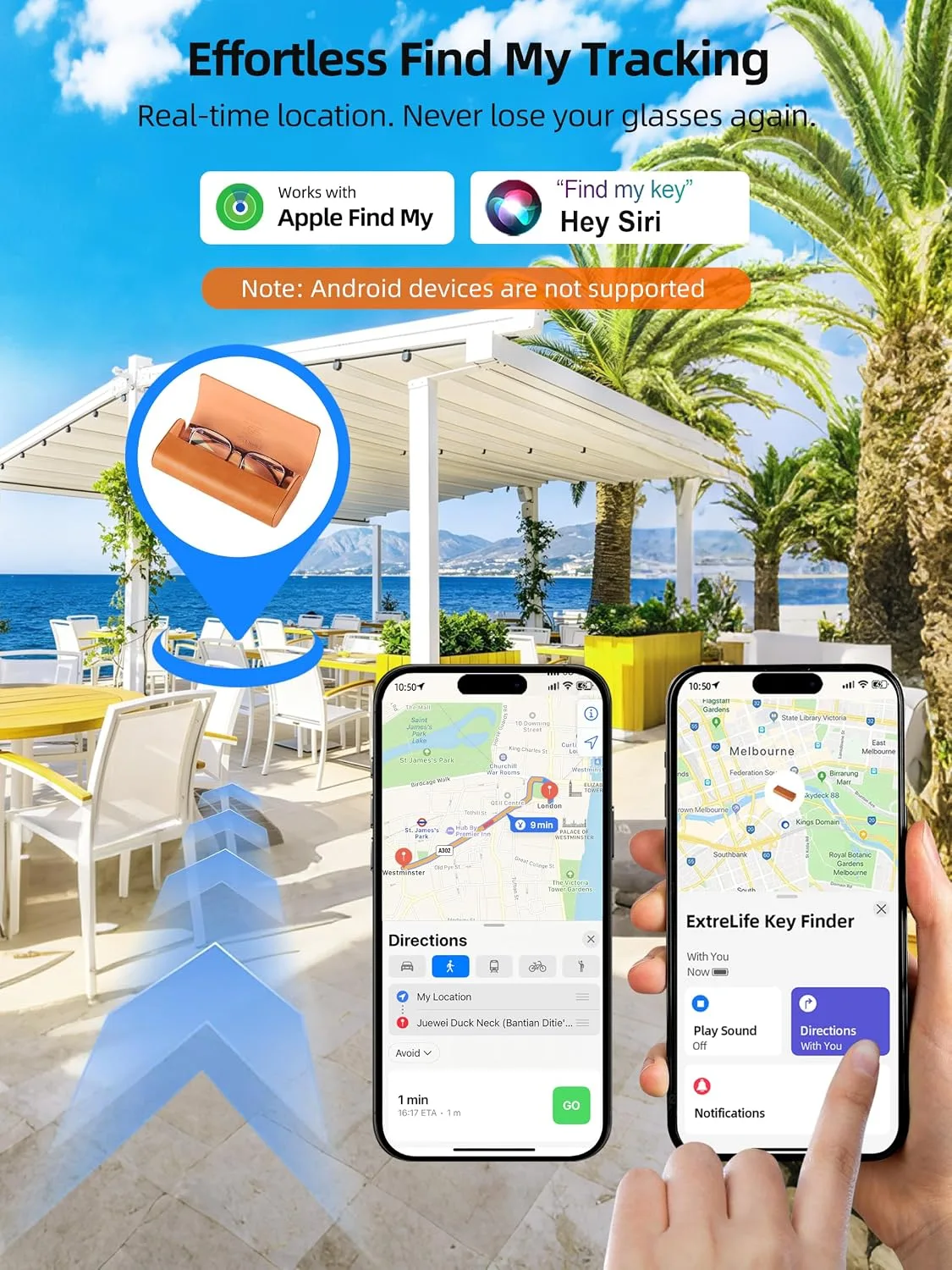 ExtreLife Smart Glasses Case, Works with Apple Find My, Rechargeable