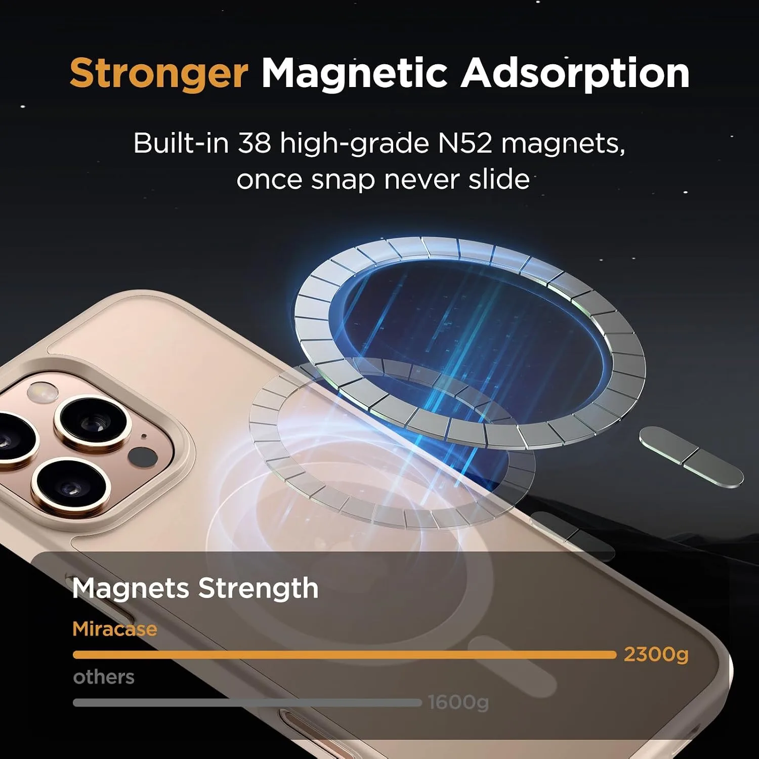 Miracase for iPhone 16 Pro Matte Series Case, Magnetic, Desert Gold