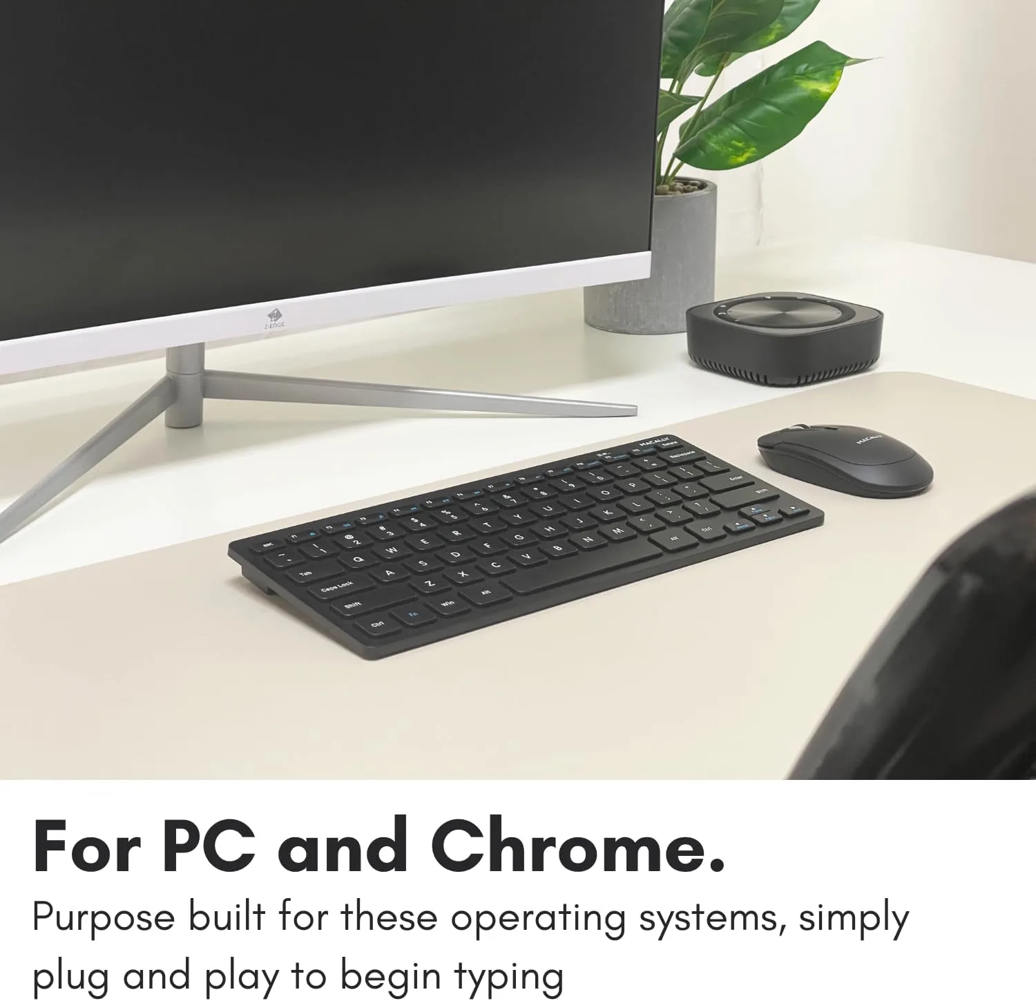Macally Compact Wireless Keyboard - 2.4 Small Keyboard for Laptop, Desktop PC, Surface, Chromebook, Notebook, Slim Mini Key board with 2.4G Wireless USB - Portable, Ready for Travel without Number Pad