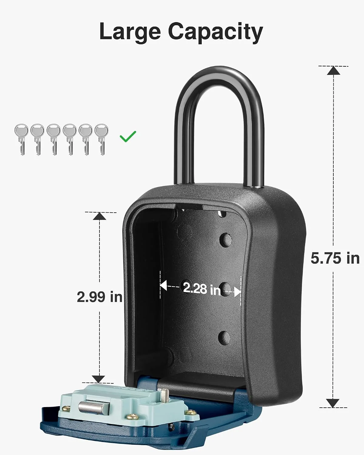 Puroma Key Lock Box for House Keys Combination Lockbox, 1 Peacock Blue